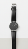 Classic black leather strap watch