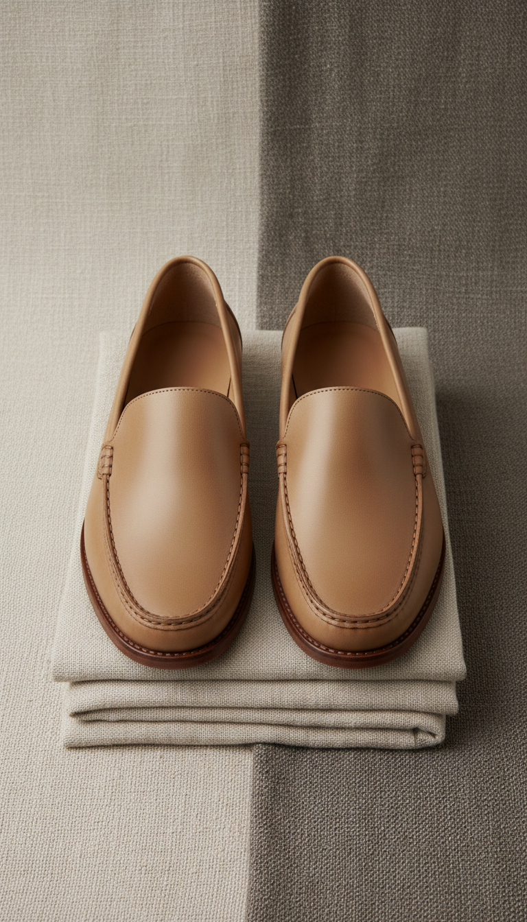 Tan leather classic loafers