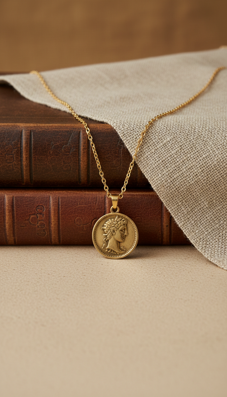 Vintage gold coin pendant necklace