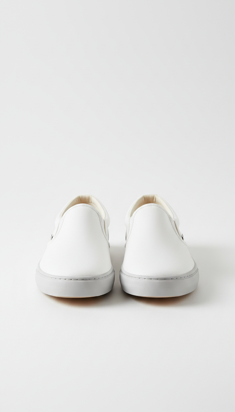 Minimalist white slip-on sneakers
